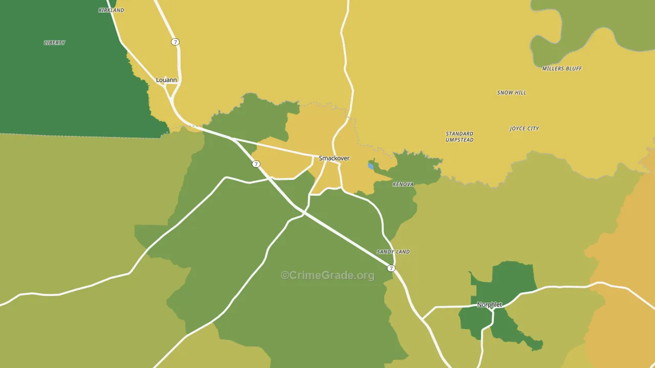 Smackover, AR Map of Drug-Related Crime Rates