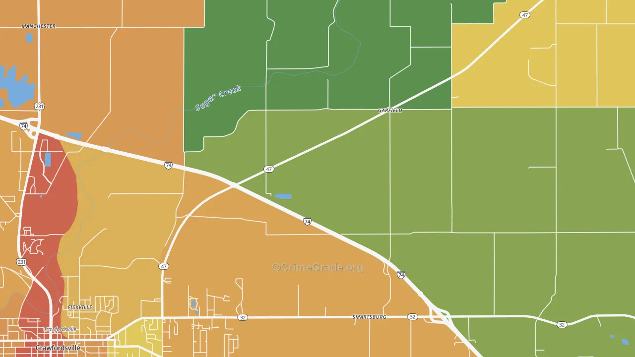 Smartsburg, IN Map of Drug-Related Crime Rates