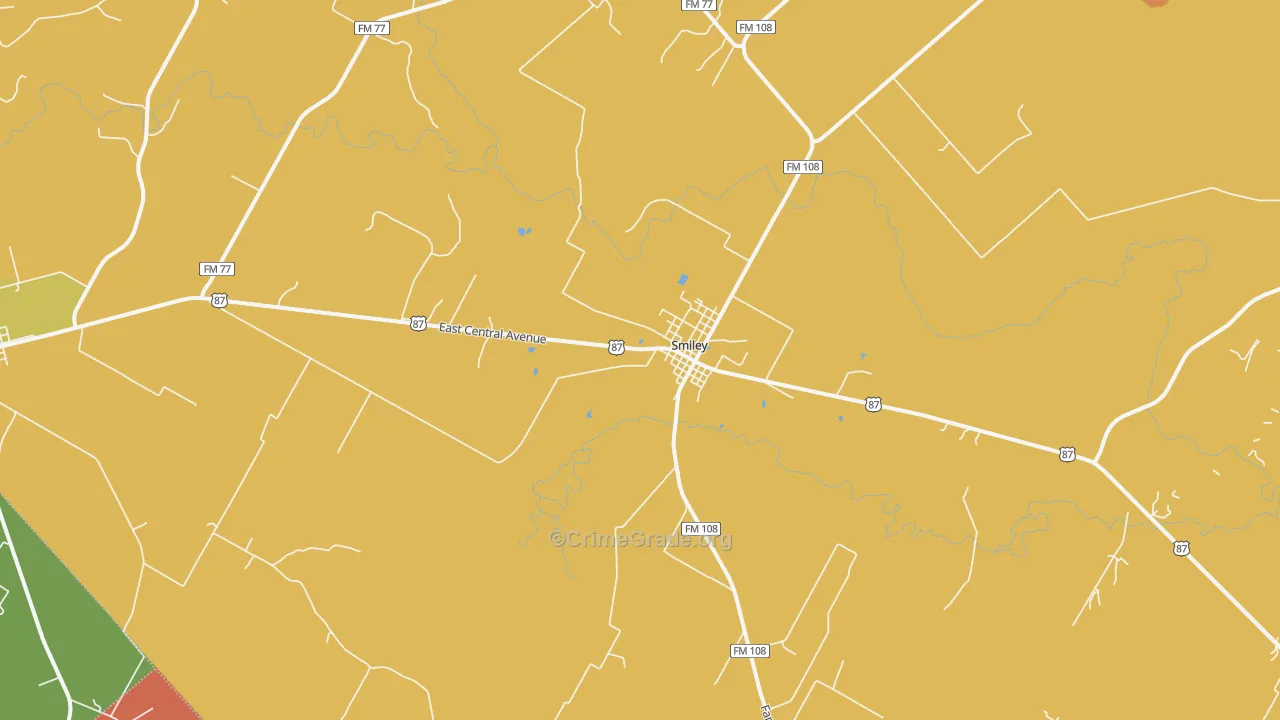Smiley, TX Map of Drug-Related Crime Rates