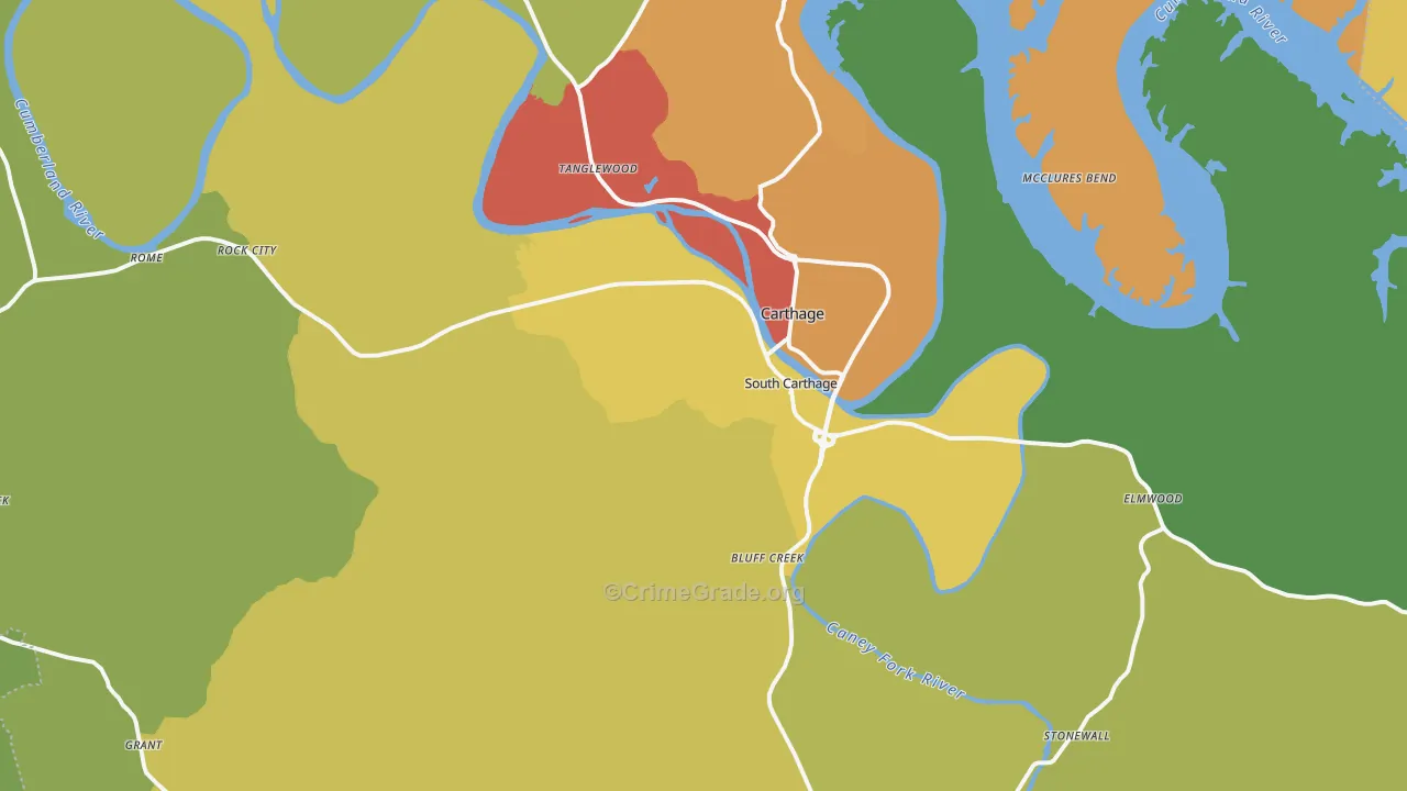 Smith County, TN Map of Drug-Related Crime Rates
