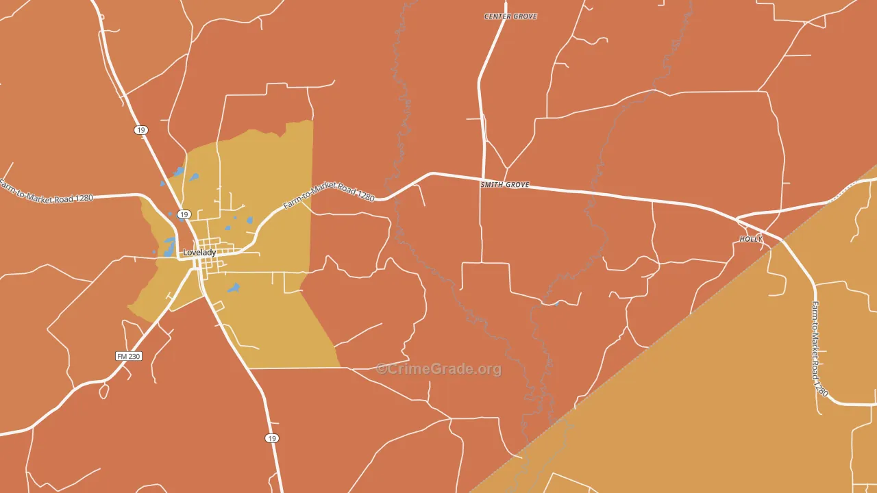 Smith Grove, TX Map of Drug-Related Crime Rates