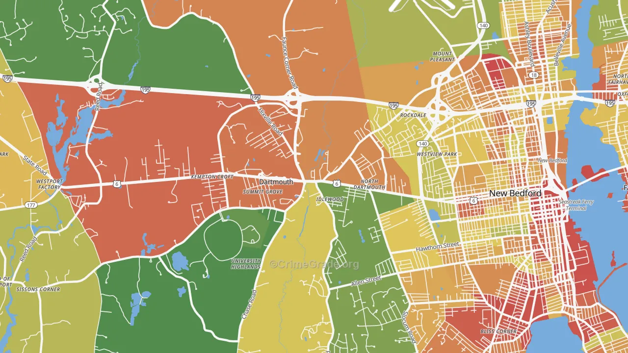 Smith Mills, MA Map of Drug-Related Crime Rates