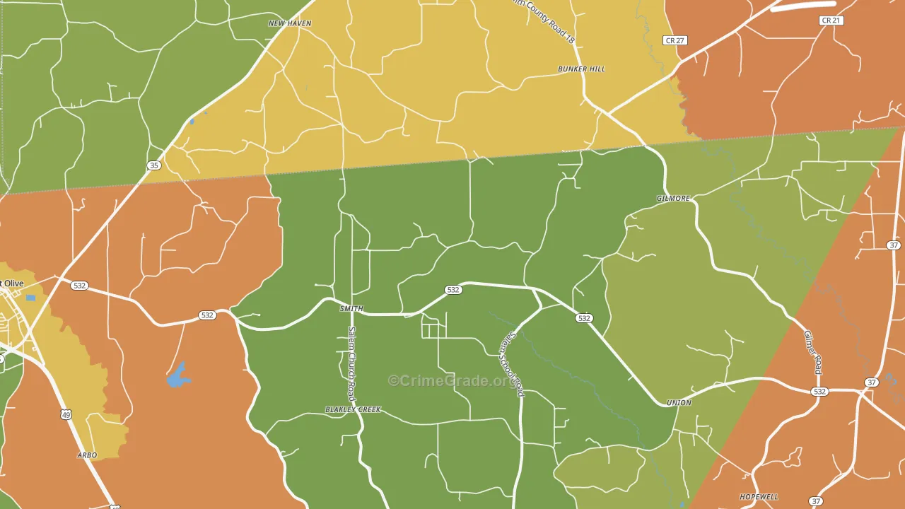 Smith, MS Map of Drug-Related Crime Rates