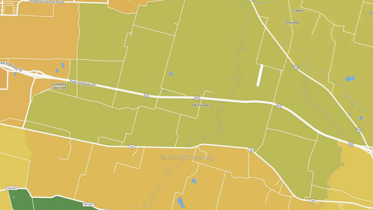Smith Oaks, TX Map of Drug-Related Crime Rates