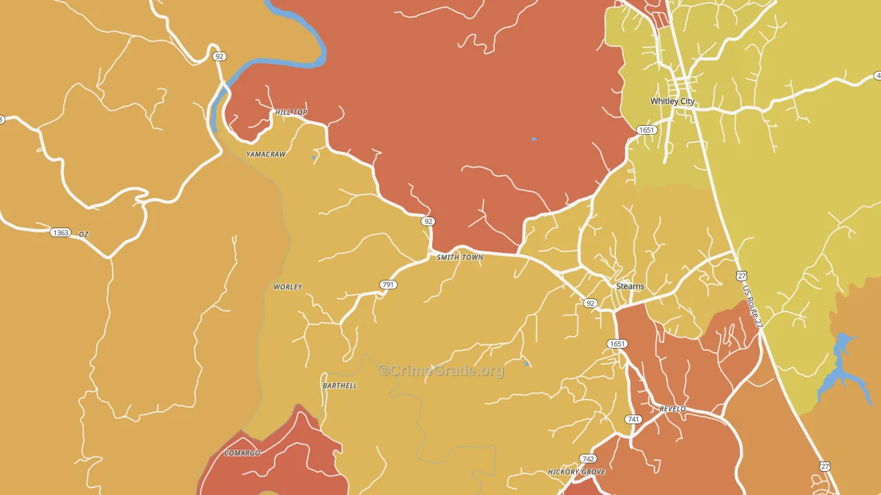 Smith Town, KY Map of Drug-Related Crime Rates