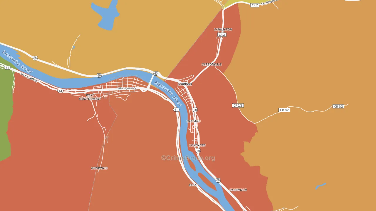 Smithers, WV Map of Drug-Related Crime Rates