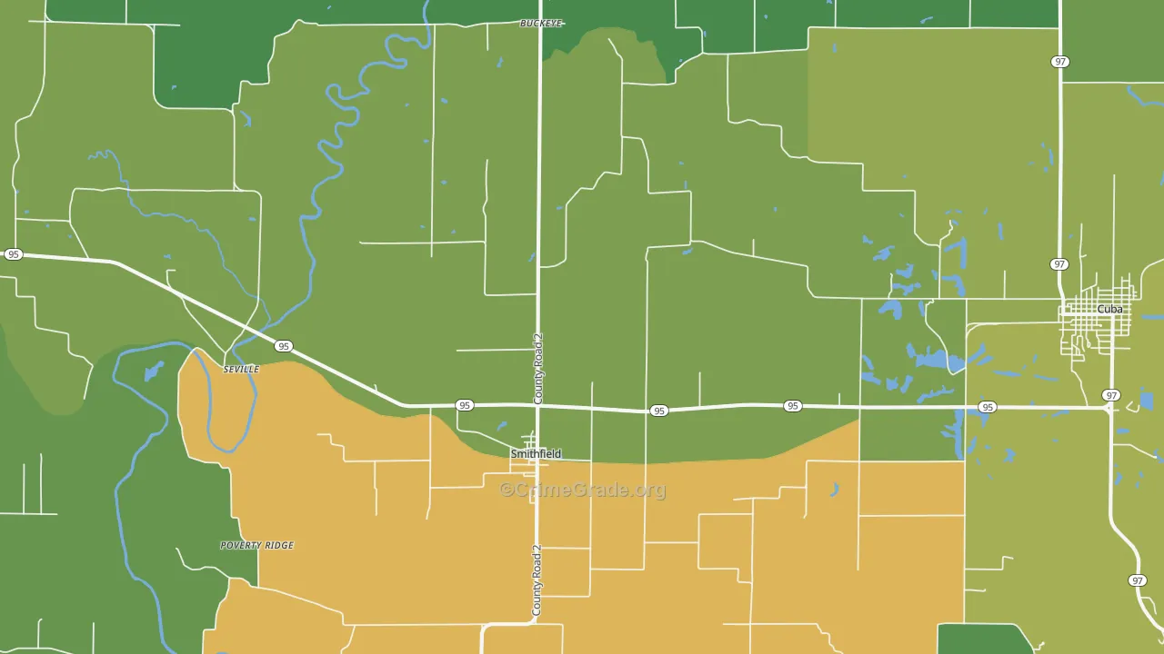 Smithfield, IL Map of Drug-Related Crime Rates