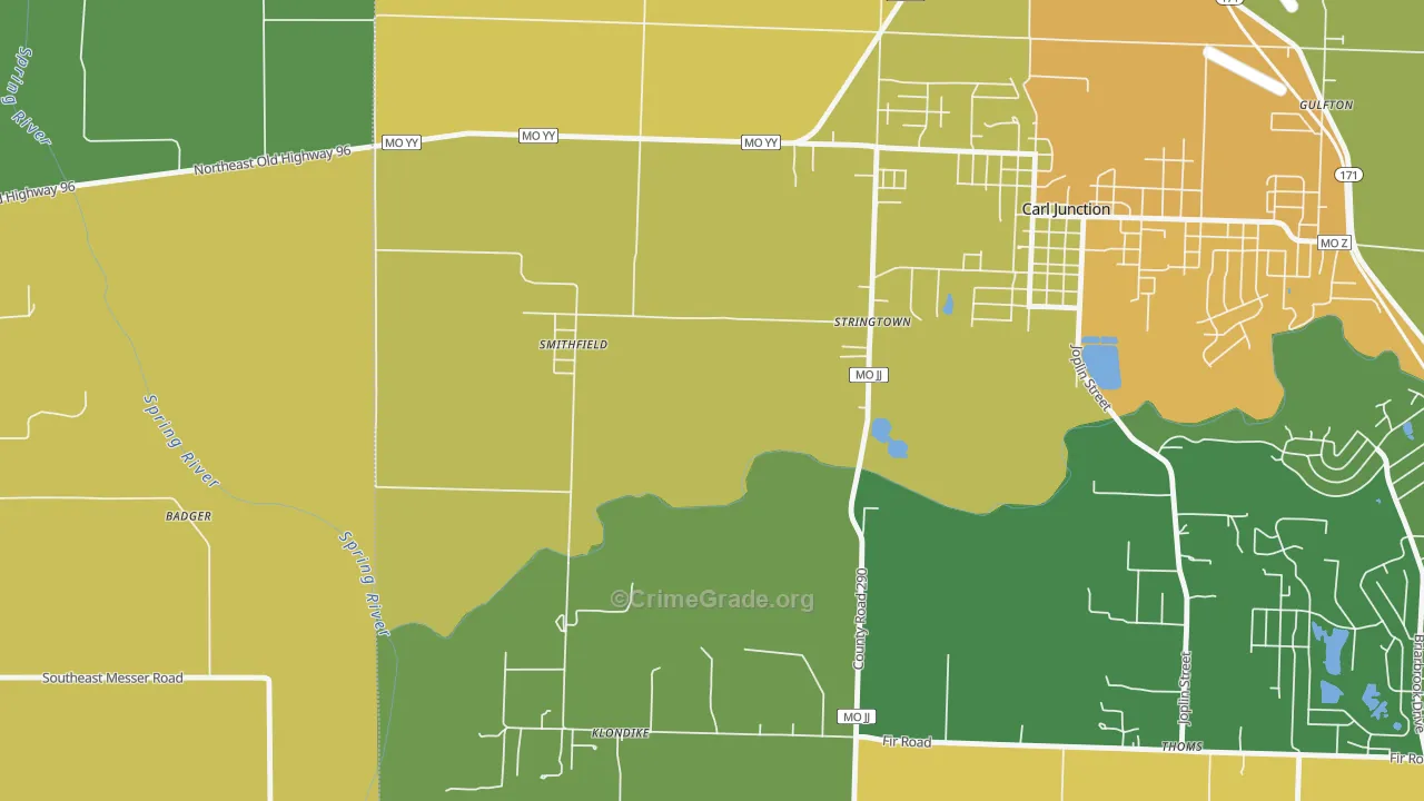 Smithfield, MO Map of Drug-Related Crime Rates