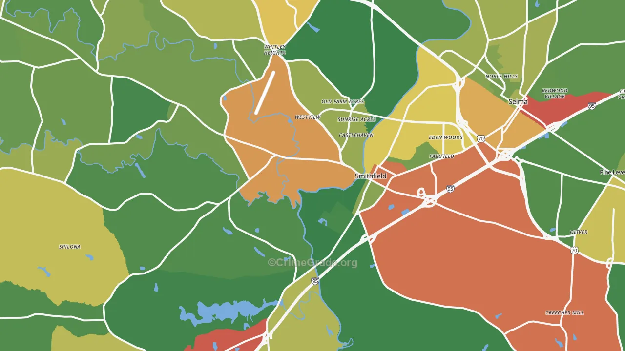 Smithfield, NC Map of Drug-Related Crime Rates