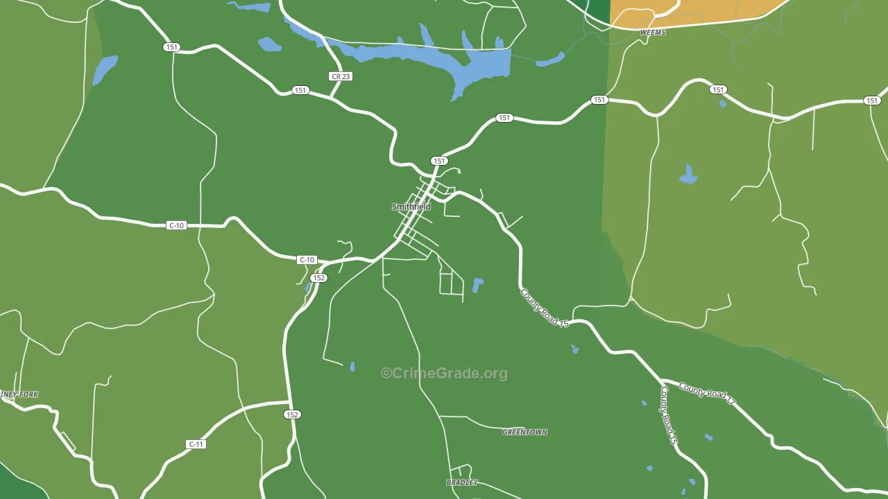 Smithfield, OH Map of Drug-Related Crime Rates