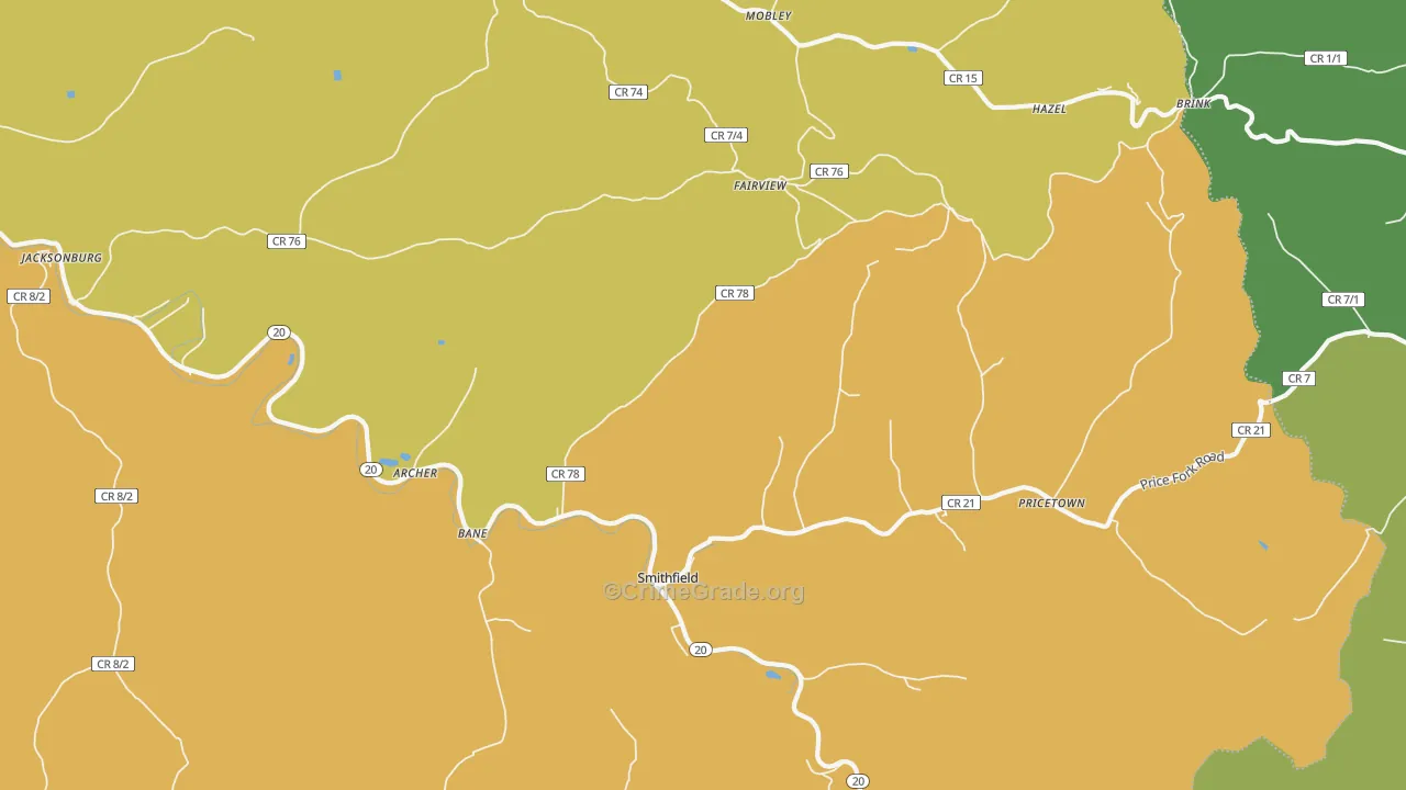 Smithfield, WV Map of Drug-Related Crime Rates