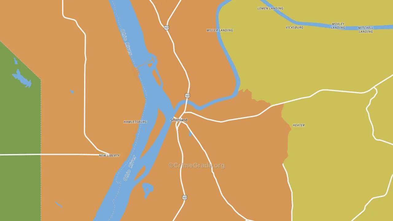 Smithland, KY Map of Drug-Related Crime Rates