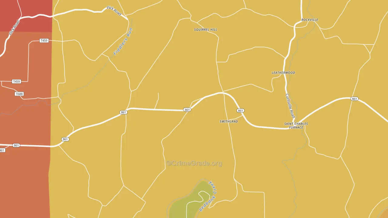 Smithland, PA Map of Drug-Related Crime Rates