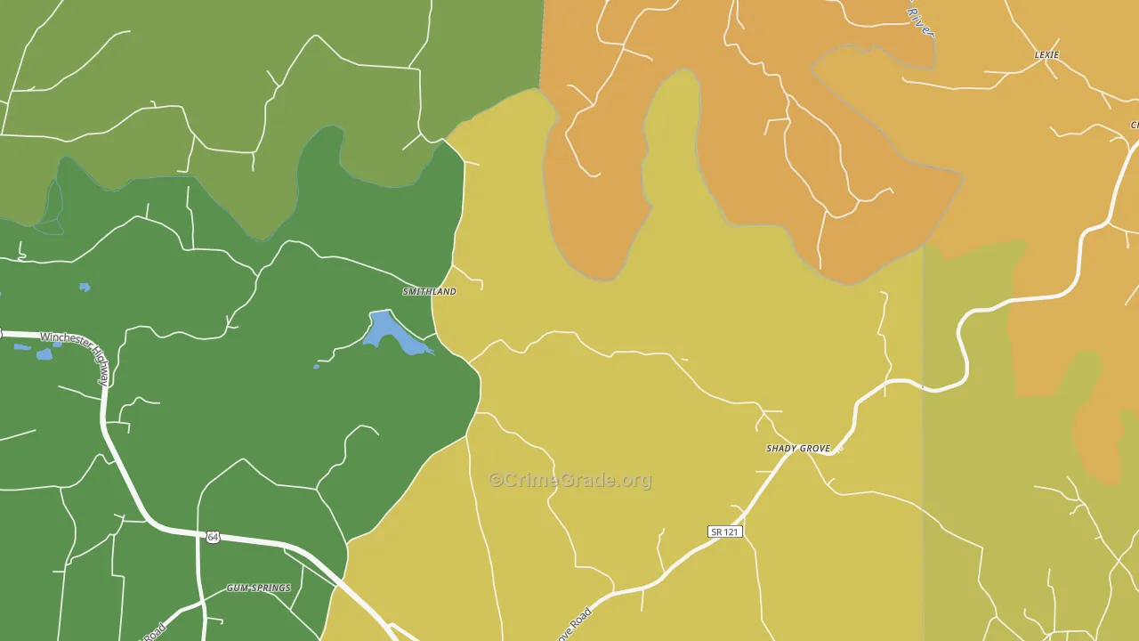 Smithland, TN Map of Drug-Related Crime Rates