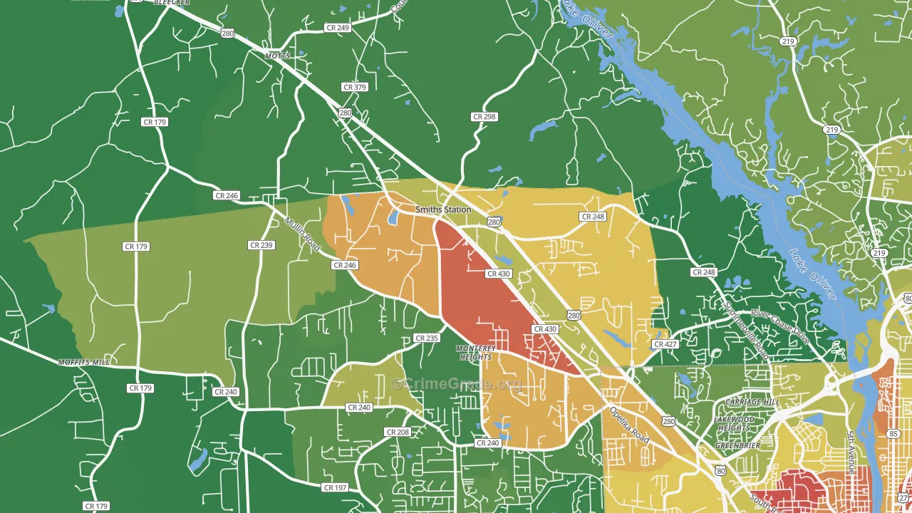 Smiths, AL Map of Drug-Related Crime Rates