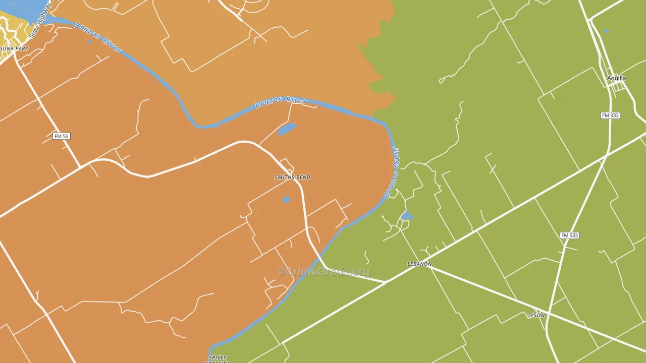 Smiths Bend, TX Map of Drug-Related Crime Rates
