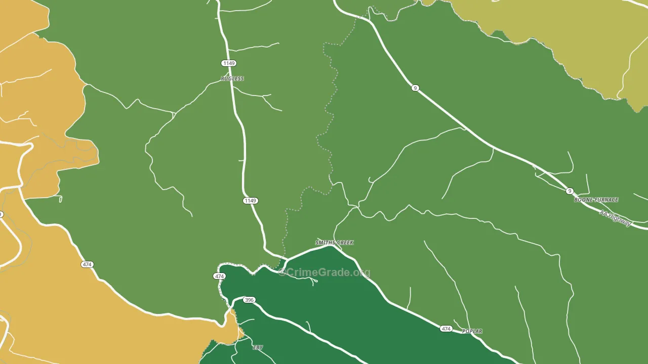 Smiths Creek, KY Map of Drug-Related Crime Rates