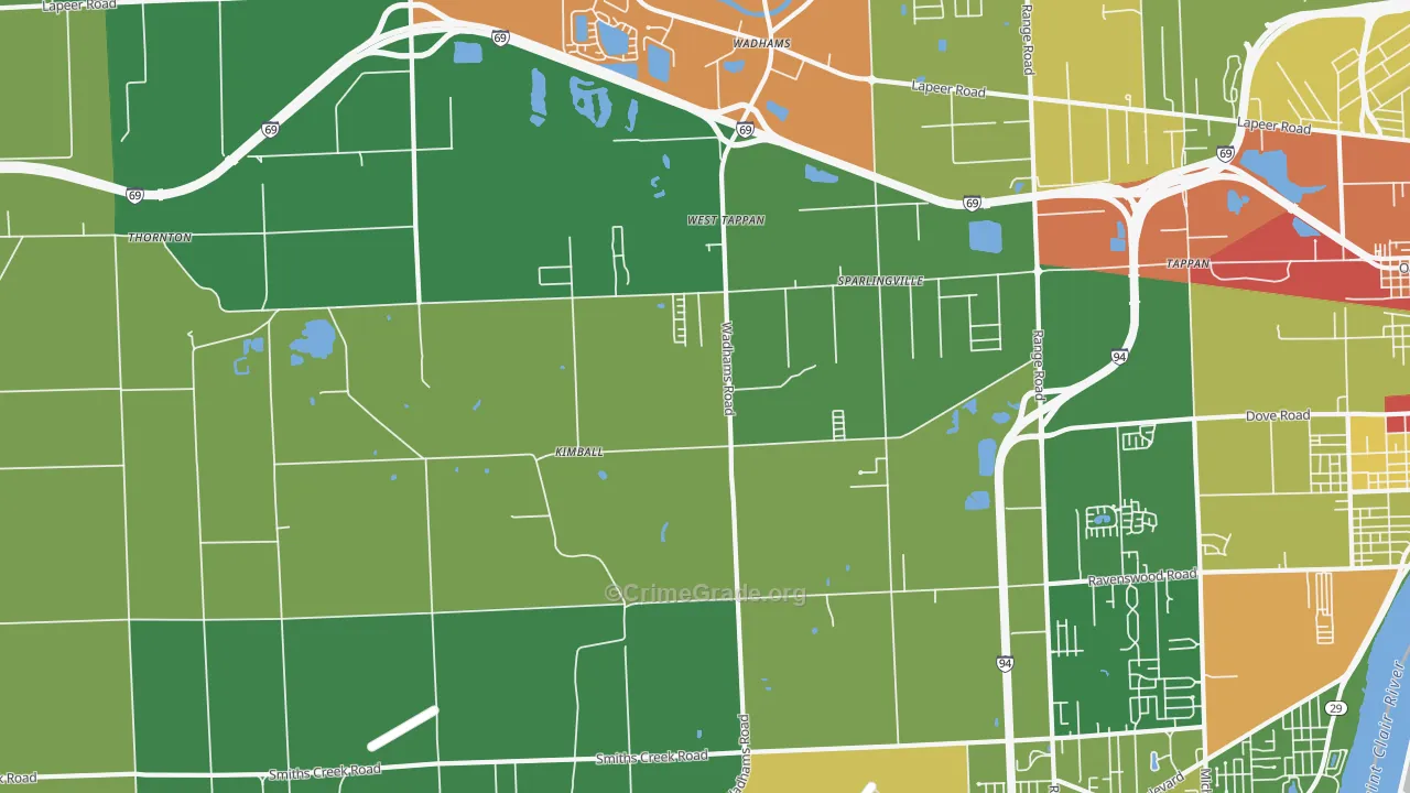 Smiths Creek, MI Map of Drug-Related Crime Rates