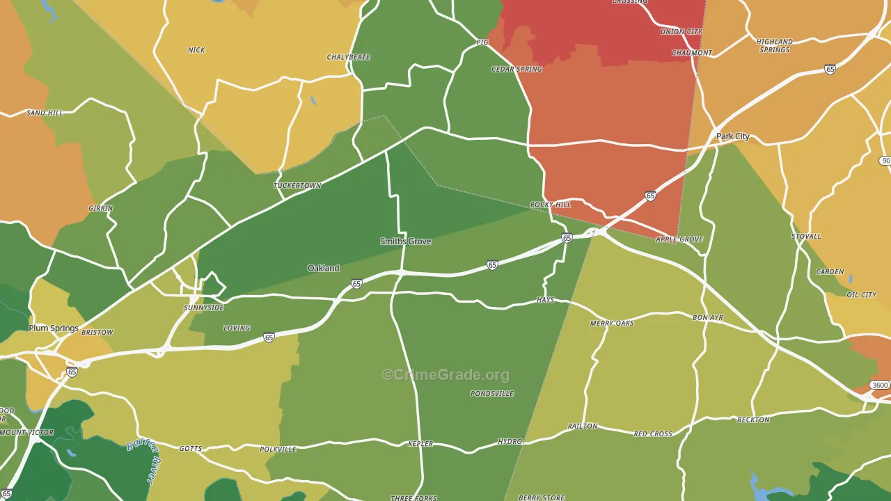 Smiths Grove, KY Map of Drug-Related Crime Rates