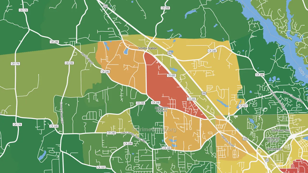 Smiths Station, AL Map of Drug-Related Crime Rates