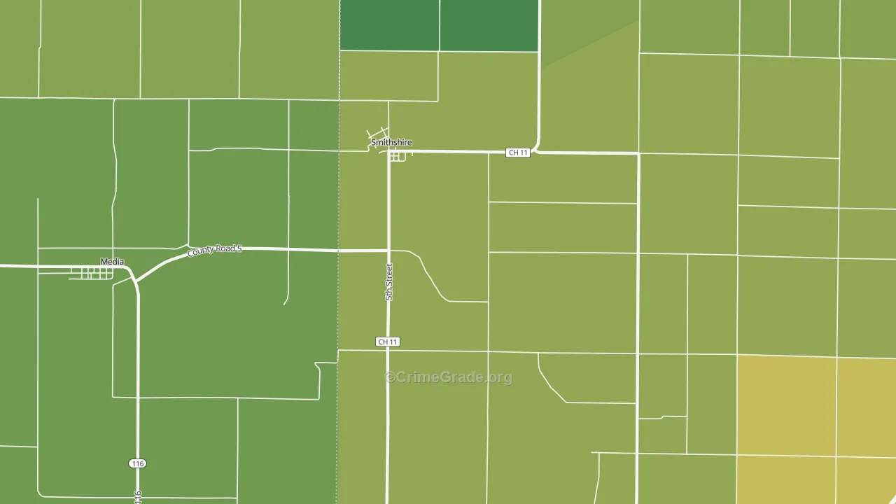 Smithshire, IL Map of Drug-Related Crime Rates