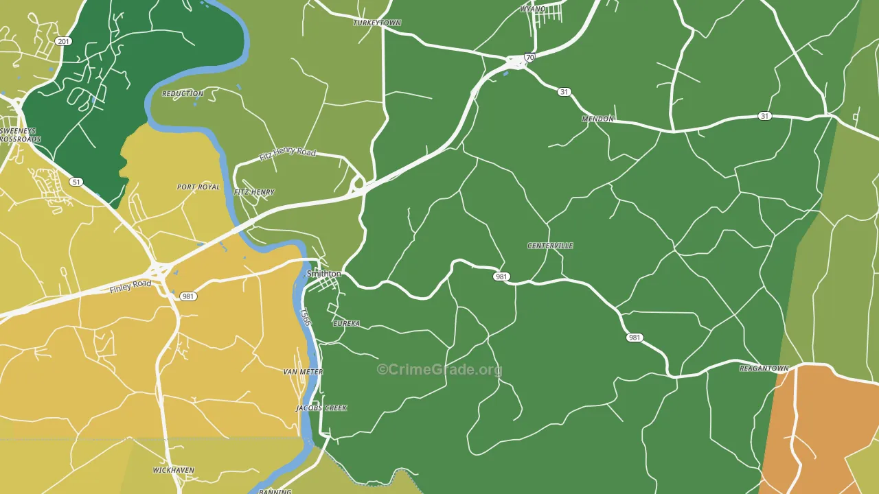 Smithton, PA Map of Drug-Related Crime Rates
