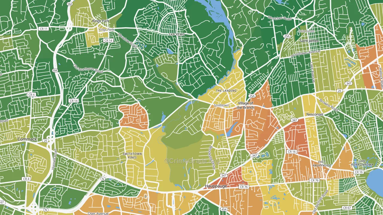 Smithtown, NY Map of Drug-Related Crime Rates