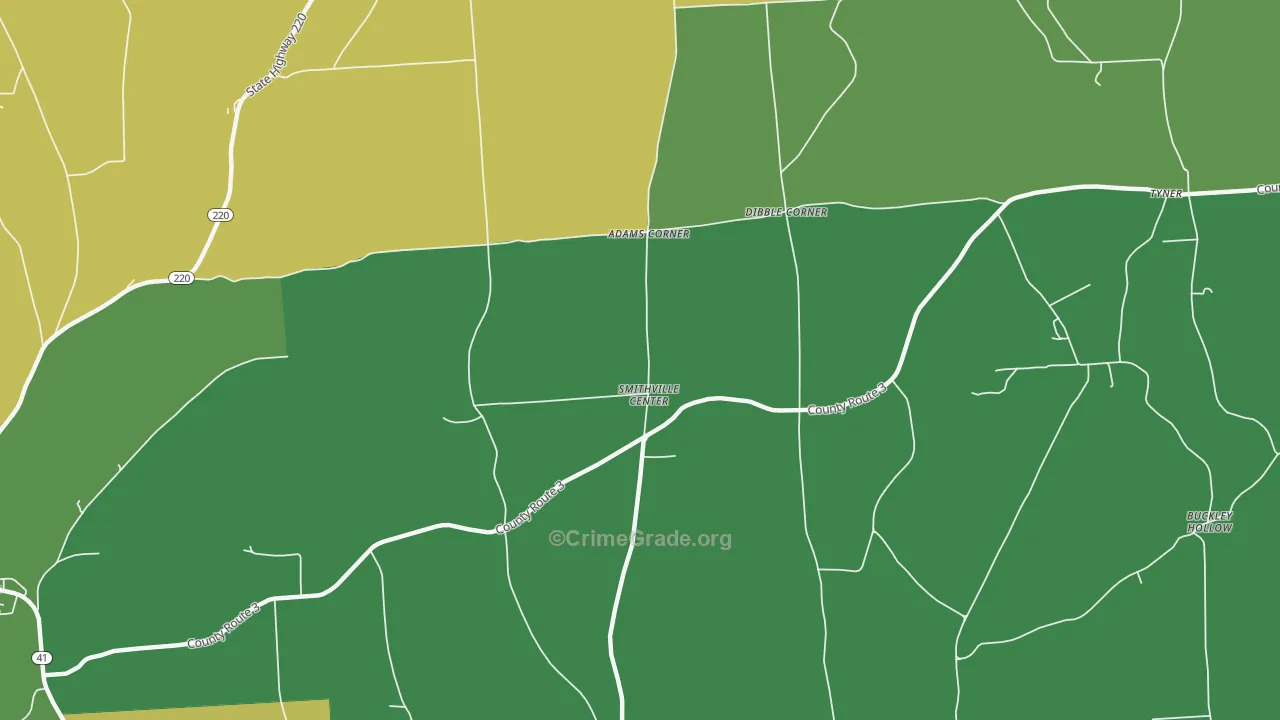 Smithville Center, NY Map of Drug-Related Crime Rates