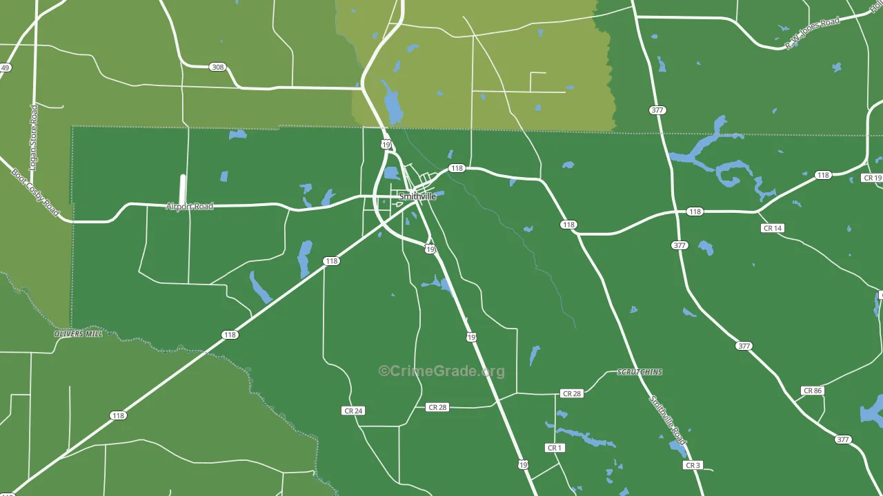 Smithville, GA Map of Drug-Related Crime Rates