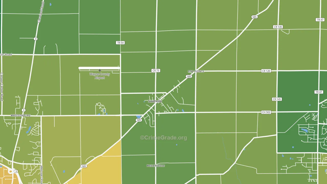 Smithville, OH Map of Drug-Related Crime Rates