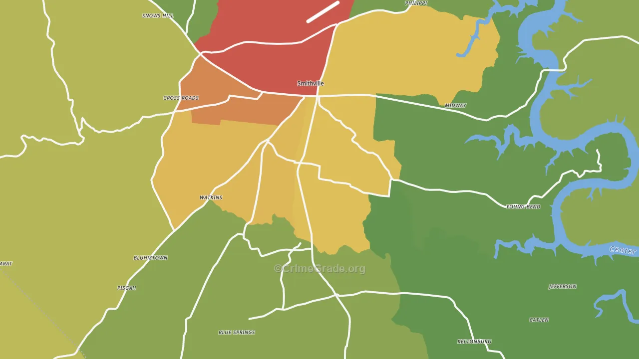 Smithville, TN Map of Drug-Related Crime Rates