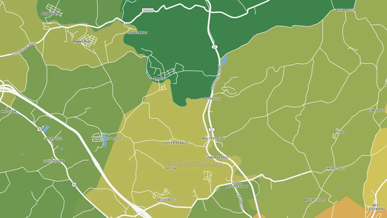 Smock, PA Map of Drug-Related Crime Rates