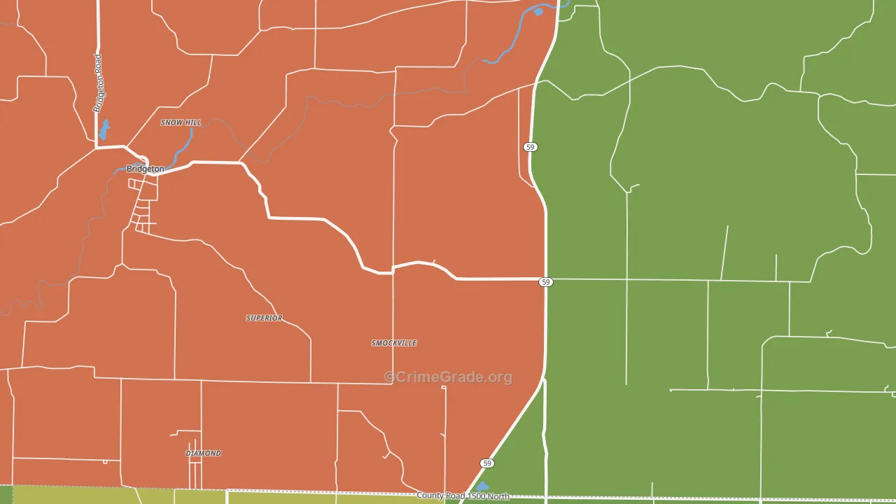 Smockville, IN Map of Drug-Related Crime Rates