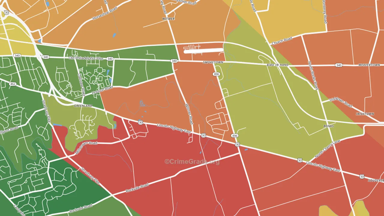 Smoketown, PA Map of Drug-Related Crime Rates