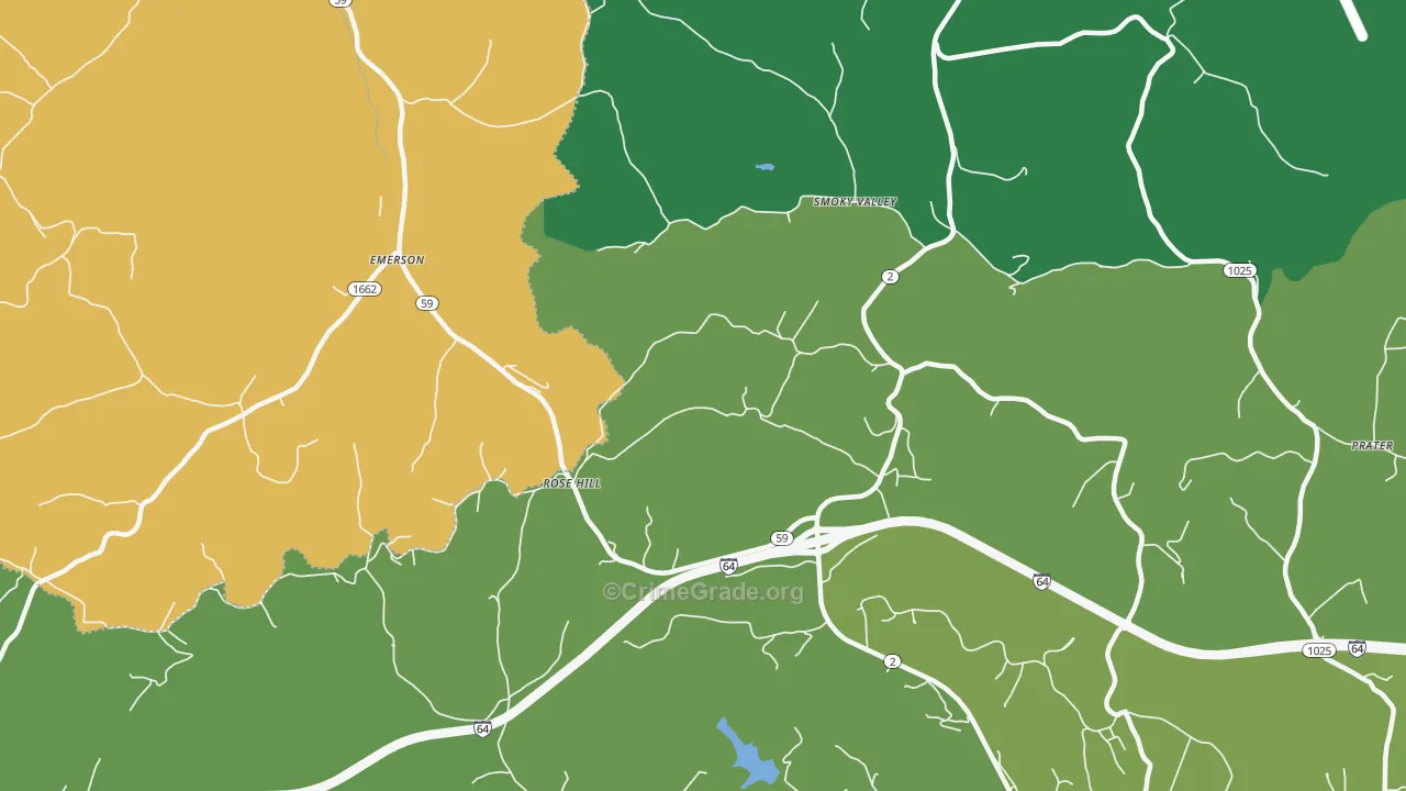 Smoky Valley, KY Map of Drug-Related Crime Rates