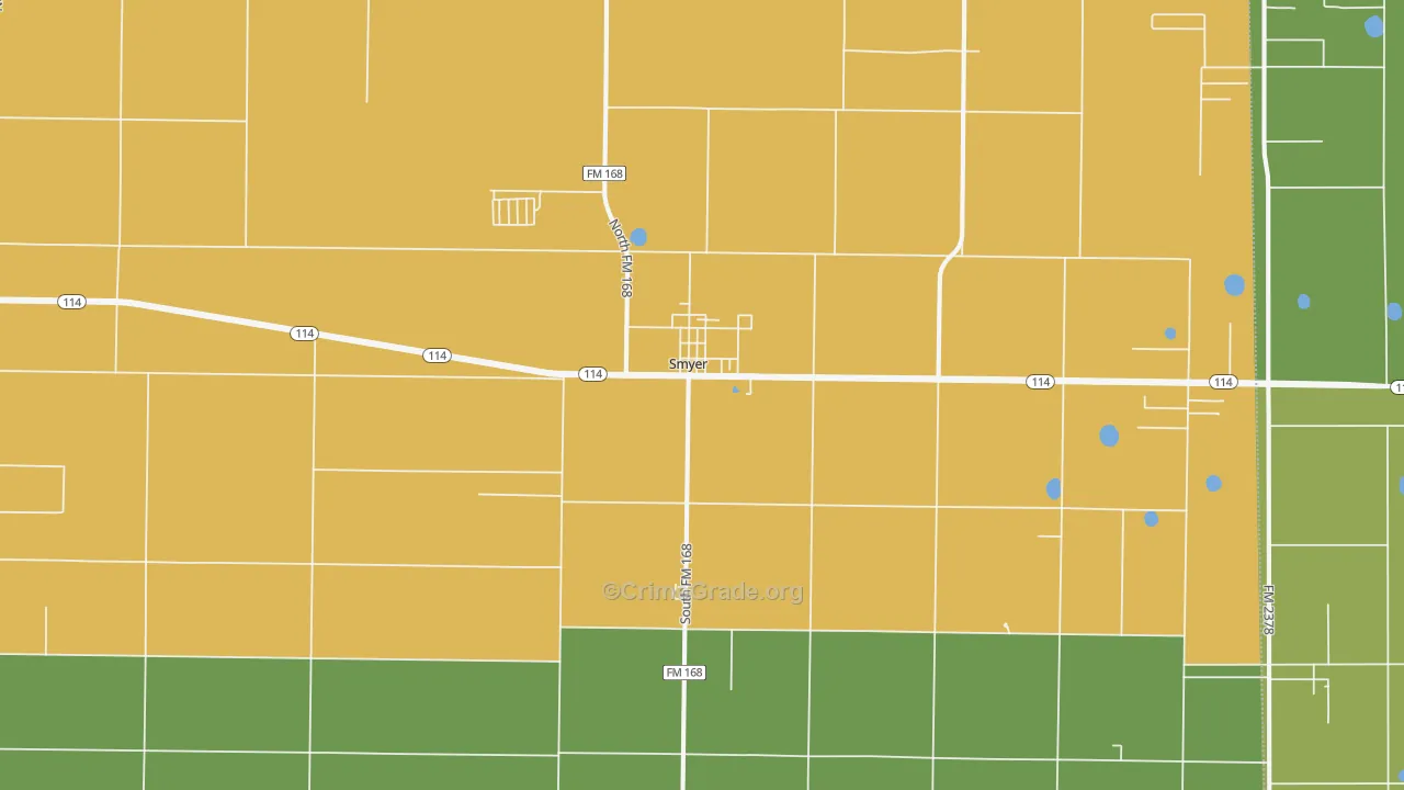 Smyer, TX Map of Drug-Related Crime Rates