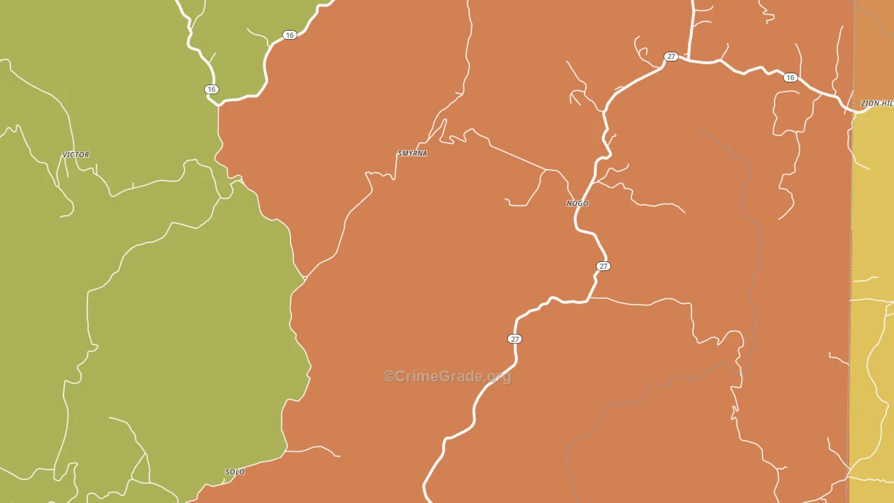 Smyrna, AR Map of Drug-Related Crime Rates