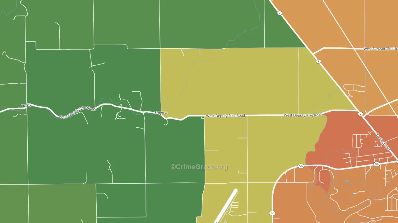 Smyrna, IN Map of Drug-Related Crime Rates