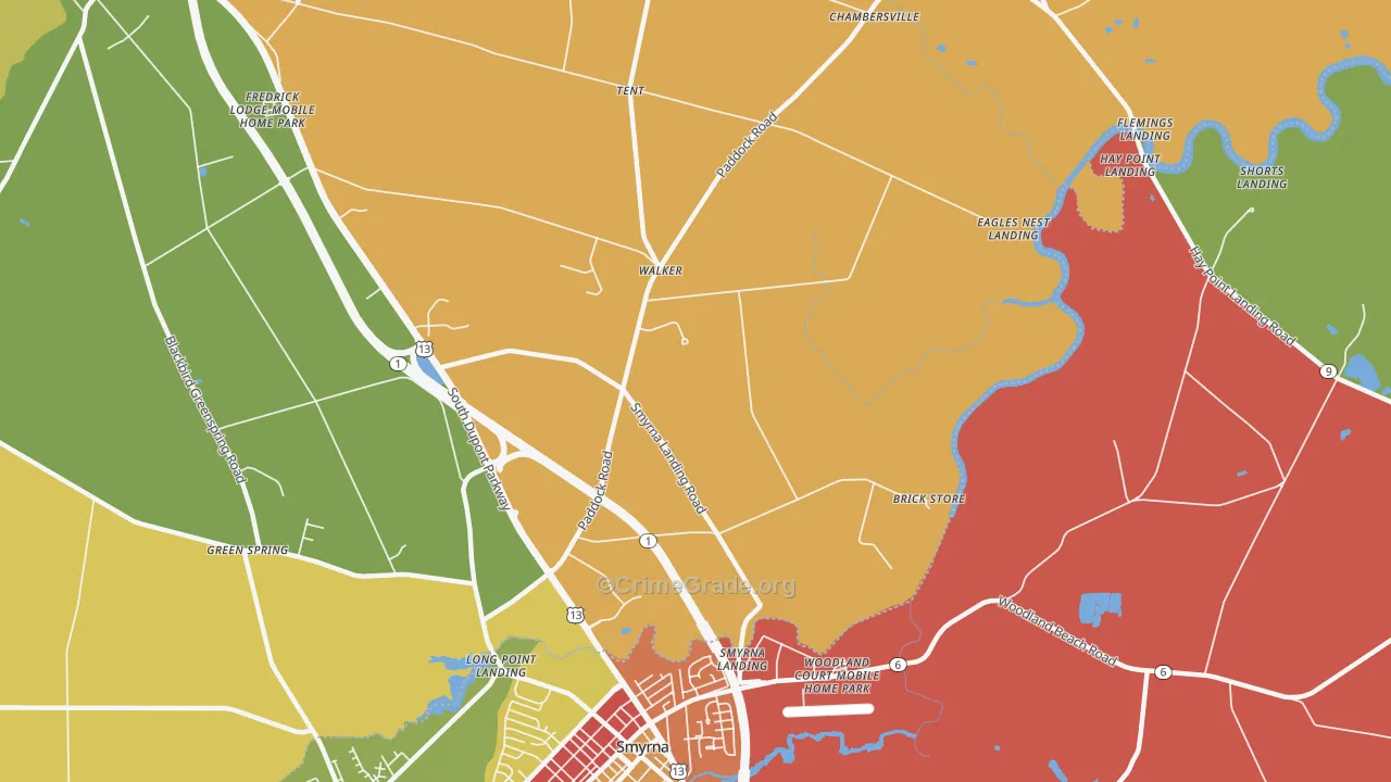 Smyrna Landing, DE Map of Drug-Related Crime Rates