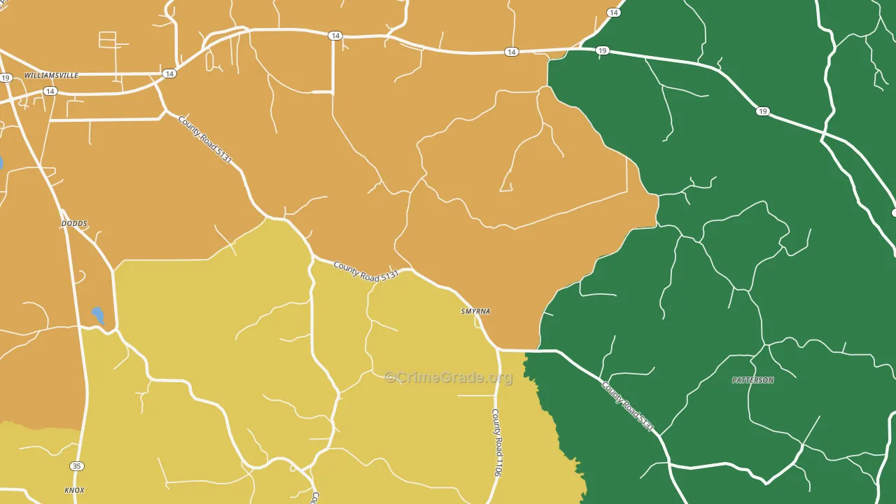 Smyrna, MS Map of Drug-Related Crime Rates