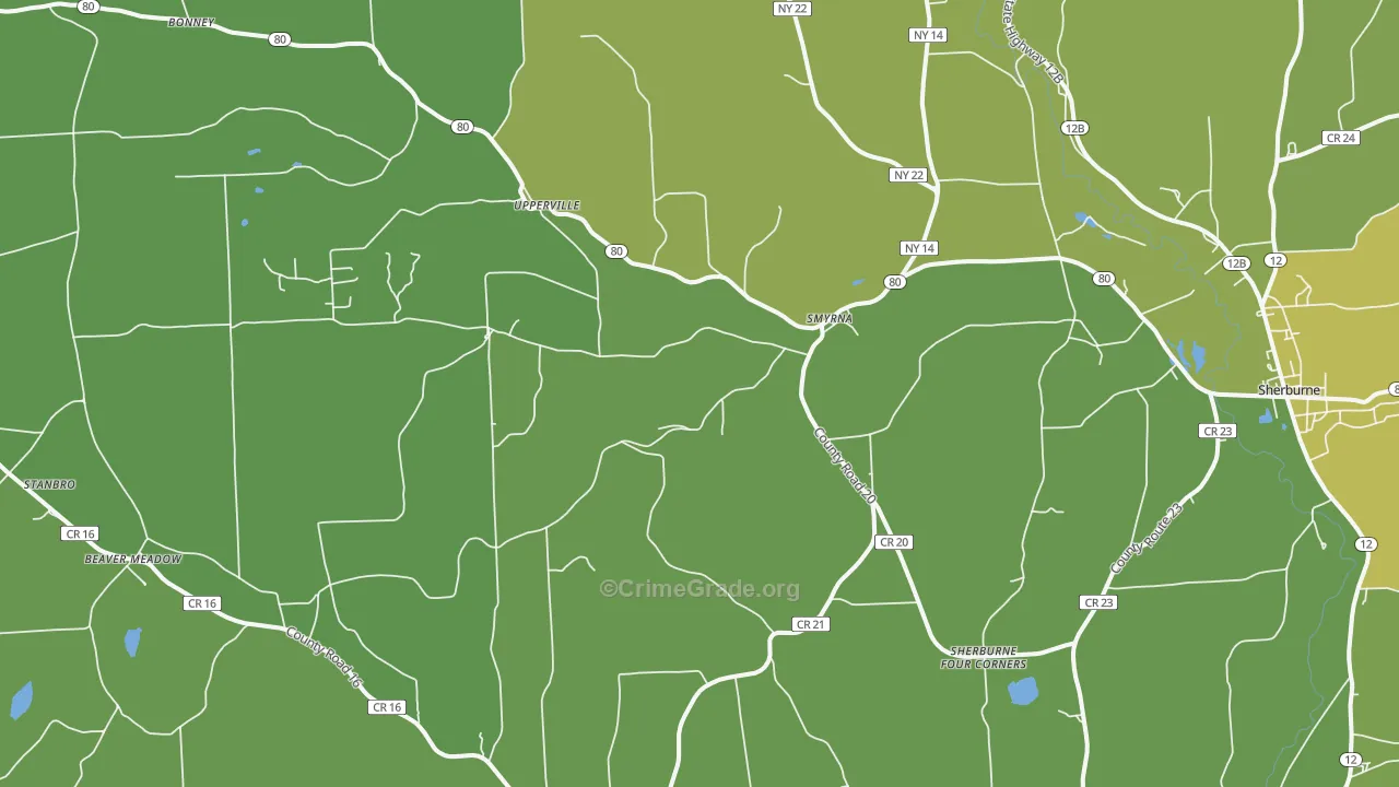 Smyrna, NY Map of Drug-Related Crime Rates