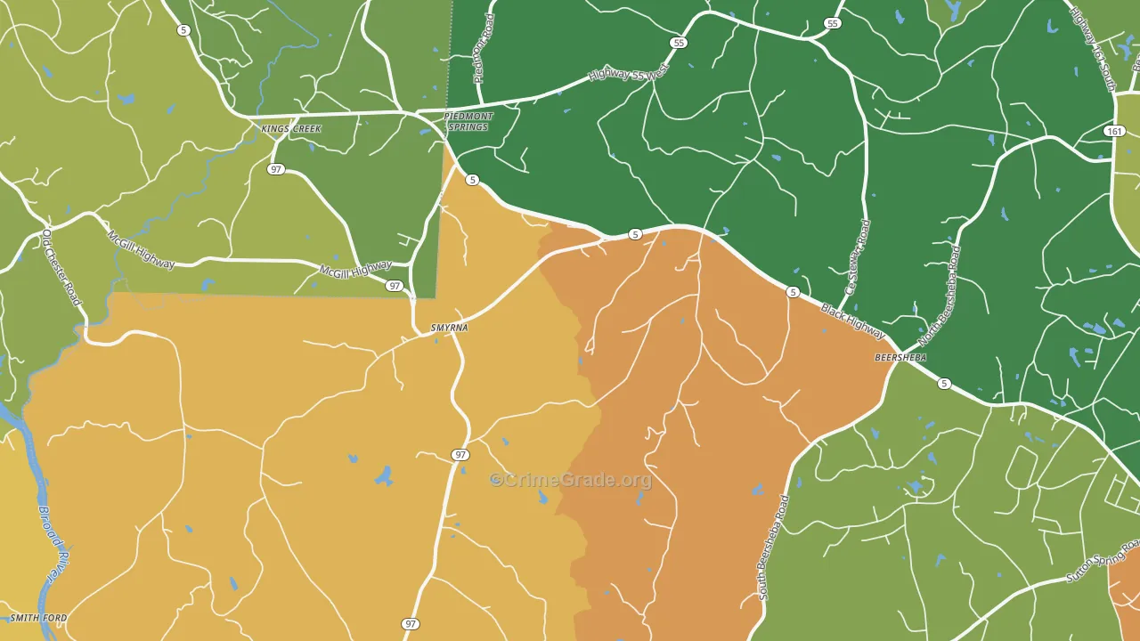 Smyrna, SC Map of Drug-Related Crime Rates