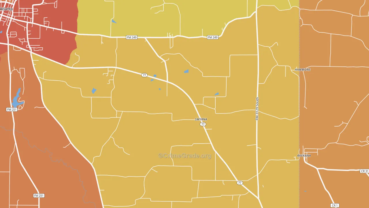 Smyrna, TX Map of Drug-Related Crime Rates