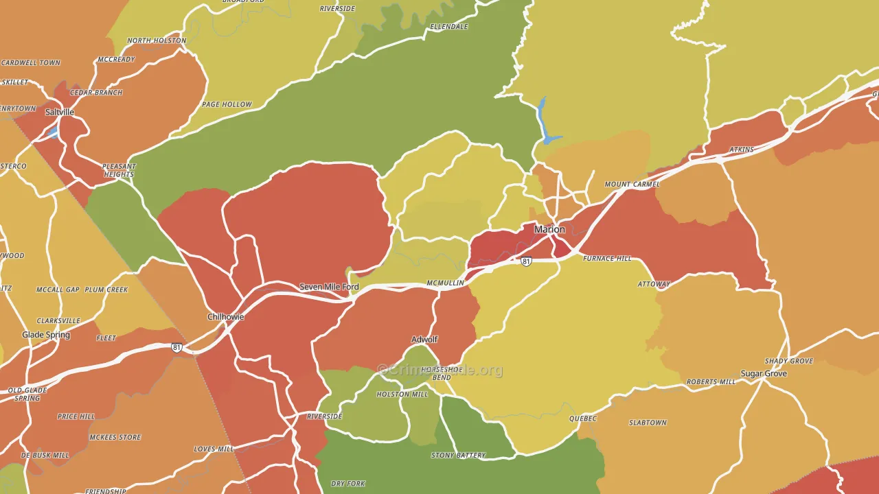 Smyth County, VA Map of Drug-Related Crime Rates