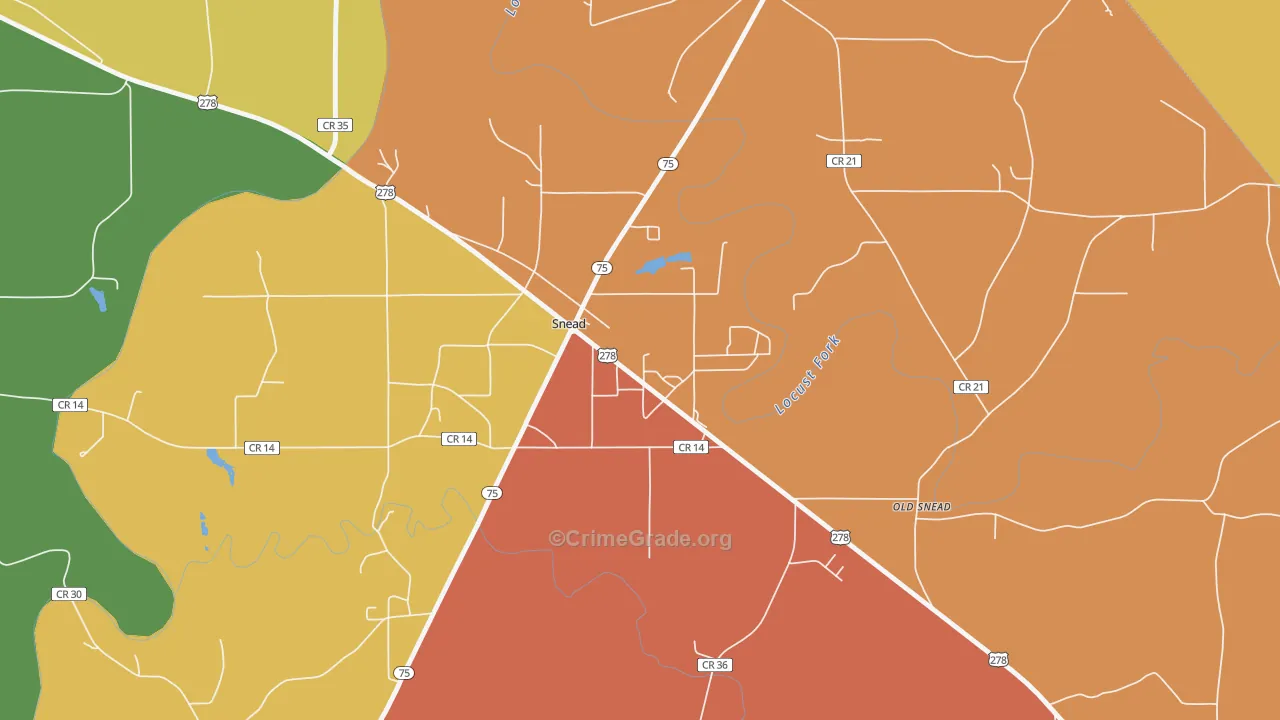 Snead, AL Map of Drug-Related Crime Rates