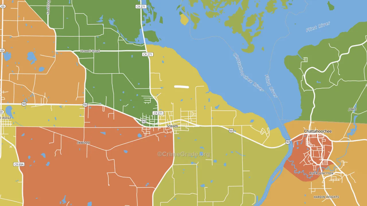 Sneads, FL Map of Drug-Related Crime Rates
