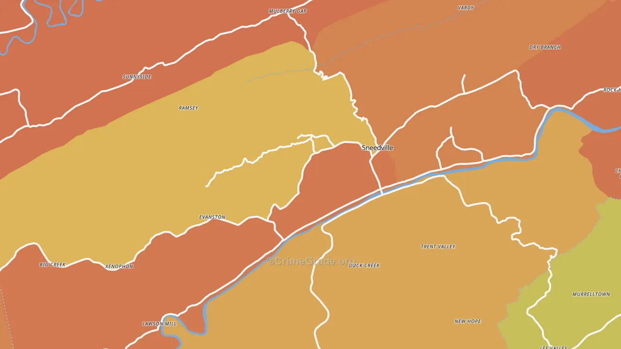 Sneedville, TN Map of Drug-Related Crime Rates