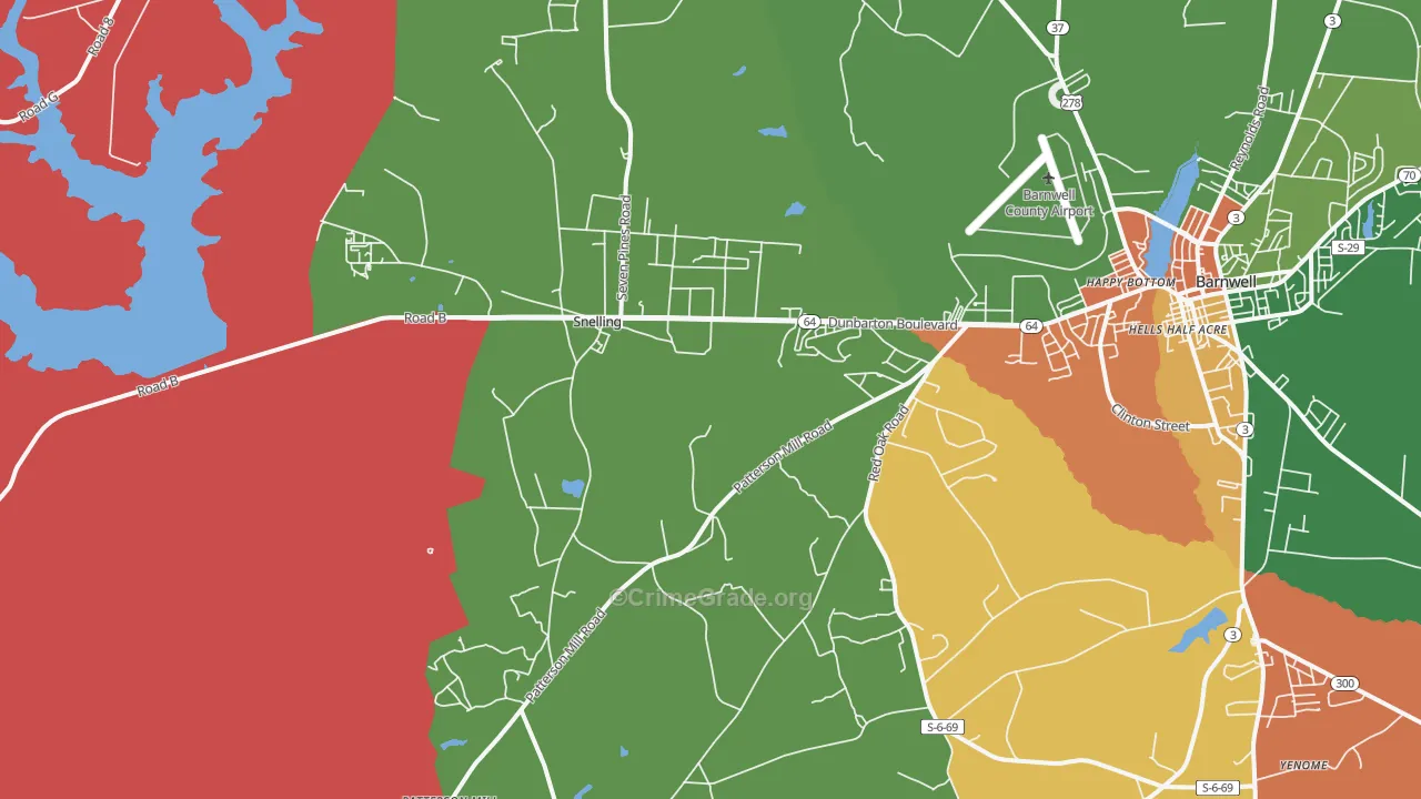 Snelling, SC Map of Drug-Related Crime Rates