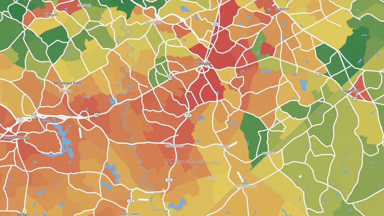 Snellville, GA Map of Drug-Related Crime Rates