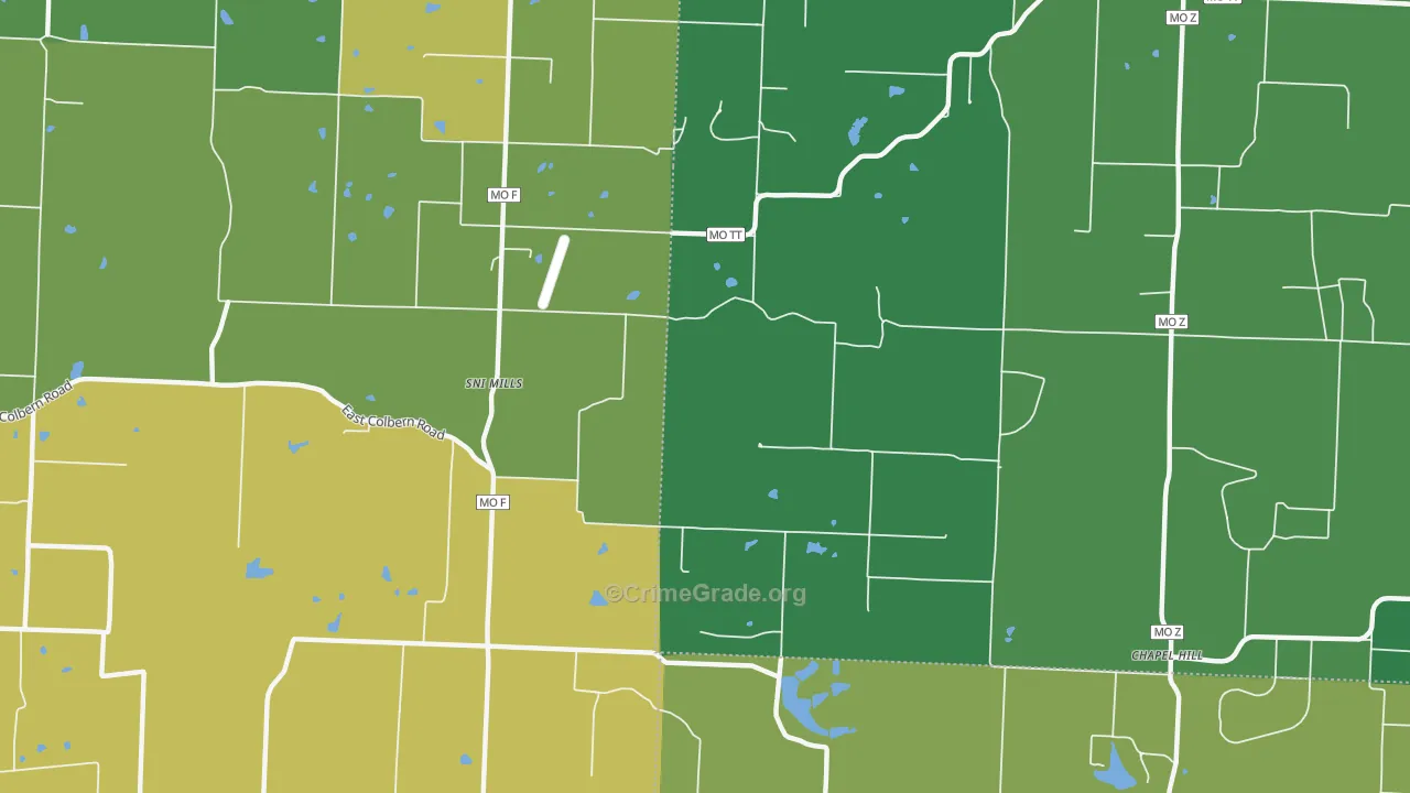 Sni Mills, MO Map of Drug-Related Crime Rates